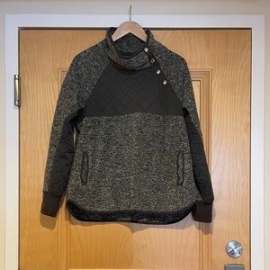 Abercrombie Asymmetrical Snap-Up Fleece - Grey Black